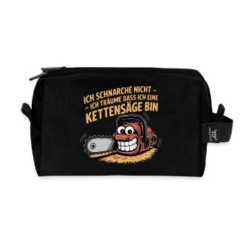 Ich schnarche nicht ich träume - Spruch Kettensäge - Recycelte Kulturtasche - Schwarz - Vorne