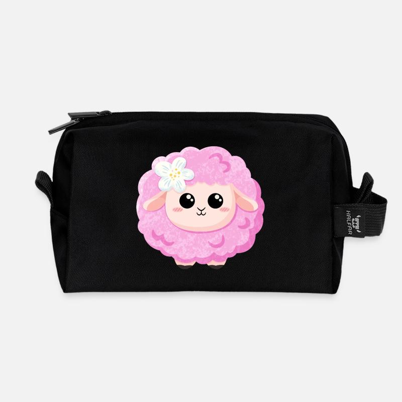 Süßes rosa Schaf - Recycelte Kulturtasche - Schwarz