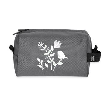 Natur_mit_Vogel_weiss - Recycled Toiletry Zip Bag - anthracite - Front