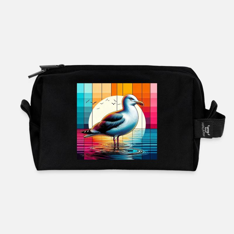 Möwe - Recycelte Kulturtasche - Schwarz