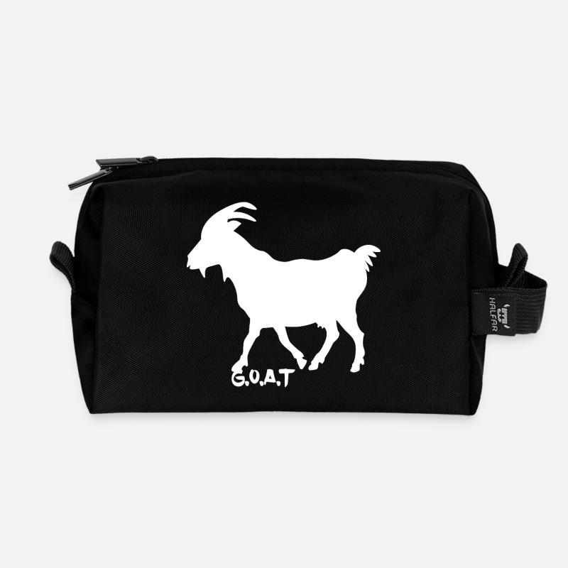 Ziege G.O.A.T.  weiß - Recycelte Kulturtasche - Schwarz
