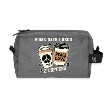 Peace, Love, Coffee and Two Coffees - Recycled Toiletry Zip Bag - anthracite - Front