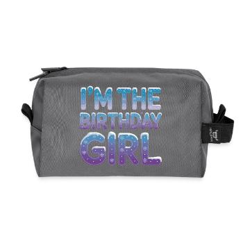 Dans les flocons de neige d’hiver de la fille d’anniversaire - Trousse de toilette en tissu recyclé - anthracite - Devant