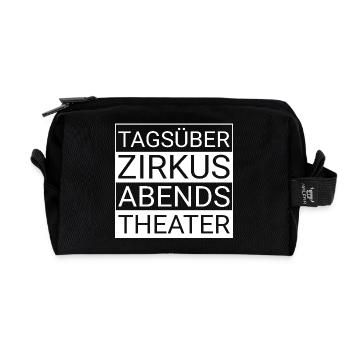Cirque le jour, théâtre le soir - Trousse de toilette en tissu recyclé - noir - Devant