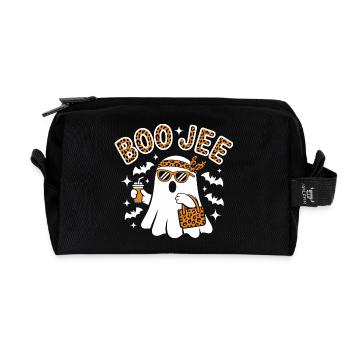 Fantôme léopard Halloween chic - Trousse de toilette en tissu recyclé - noir - Devant