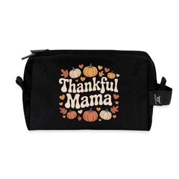 Maman reconnaissante Automne Citrouilles Coeurs Amour - Trousse de toilette en tissu recyclé - noir - Devant