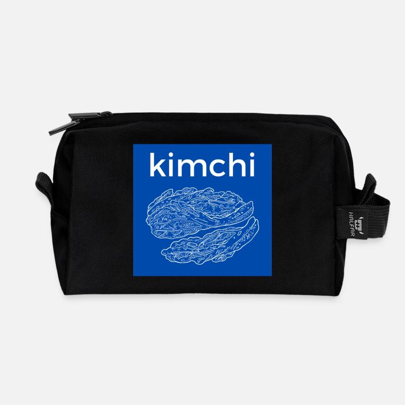 Kimchi Line Style Blue - Recycled Toiletry Zip Bag - black