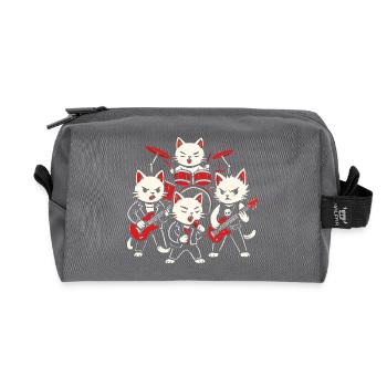 Rock Band Cats Playing Drums Guitars Music Graphic - Recycled Toiletry Zip Bag - anthracite - Front