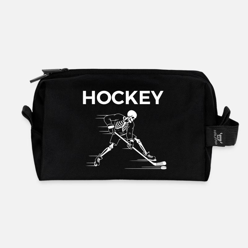 Skeleton spielt Hockey - Recycelte Kulturtasche - Schwarz