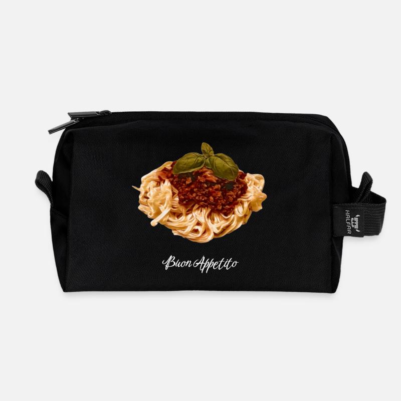Spaghetti - Recycelte Kulturtasche - Schwarz