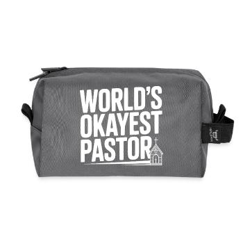 World’s Okayest Pastor - Recycled Toiletry Zip Bag - anthracite - Front