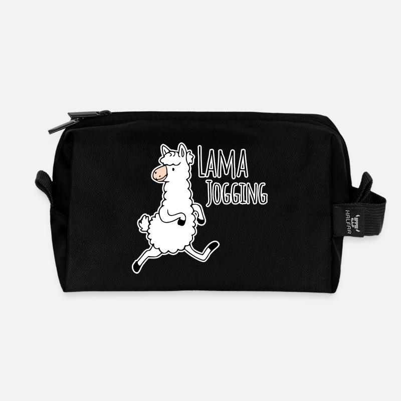 Lama Jogging - lustiges Lama geht joggen, mach mit - Recycelte Kulturtasche - Schwarz