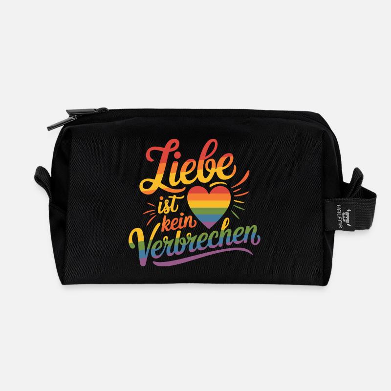  Liebe Ist Kein Verbrechen Regenbogen Herz LGBTQ - Recycelte Kulturtasche - Schwarz