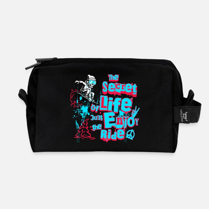 Snowboard & Ski Design - Enjoy the ride! - Recycelte Kulturtasche - Schwarz