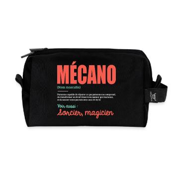 Mécano Définition Humoristique Cadeau Pour Mécano - Trousse de toilette en tissu recyclé - noir - Devant