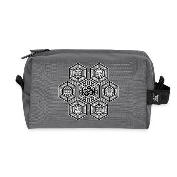 Symbole Mandala Aum de la géométrie sacrée Géométrie Sacrée - Trousse de toilette en tissu recyclé - anthracite - Devant