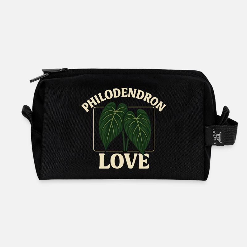 Philodendron Love - Recycled Toiletry Zip Bag - black
