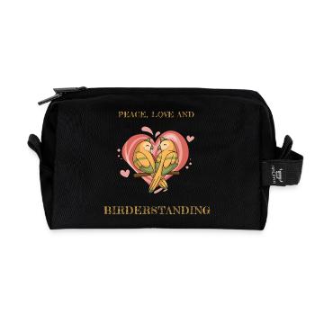 PEACE, LOVE AND BIRDERSTANDING - Recycled Toiletry Zip Bag - black - Front