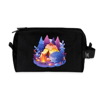 Schlafender Igel am Lagerfeuer - Recycelte Kulturtasche - Schwarz - Vorne