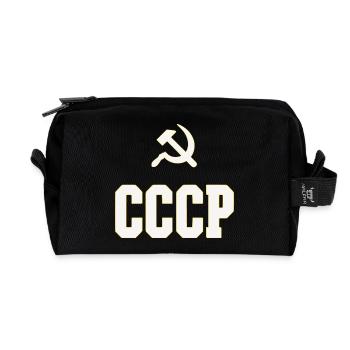 Design CCCP dans le style des années 80, bouteille rétro - Trousse de toilette en tissu recyclé - noir - Devant