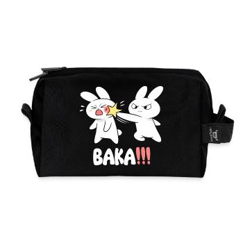 Baka Rabbit Slap Anime Funny Japanese Otaku - Recycled Toiletry Zip Bag - black - Front