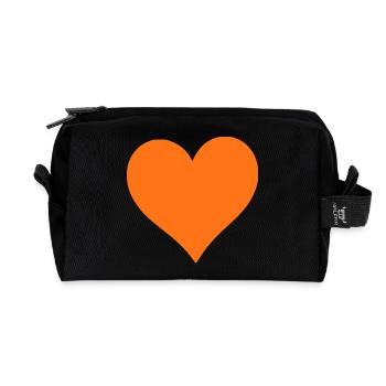 orangenes Herz orangen Geschenk  - Recycelte Kulturtasche - Schwarz - Vorne