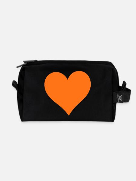 orange heart orange gift - Recycled Toiletry Zip Bag - black