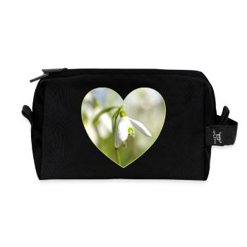 Schneeglöckchen Herzdesign - Recycelte Kulturtasche - Schwarz - Vorne