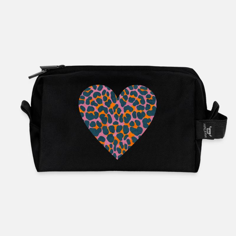 Leoparden Herz - Recycelte Kulturtasche - Schwarz