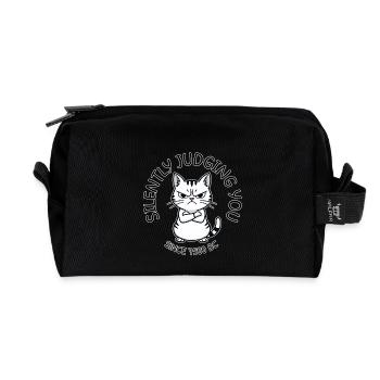 Cat Judge Since 7500 BC - Recycled Toiletry Zip Bag - black - Front