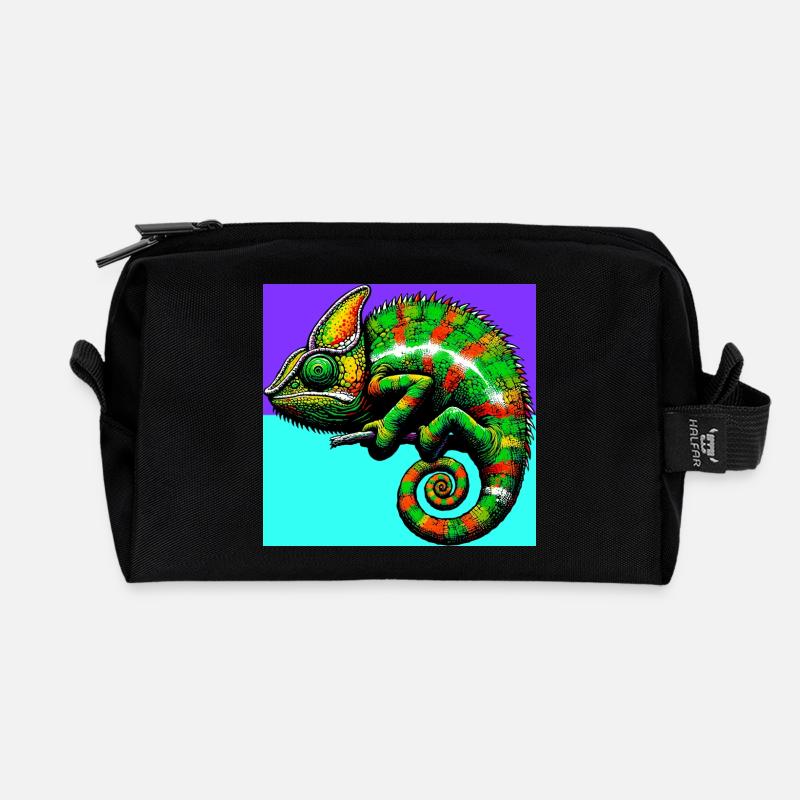 Chamäleon - Recycelte Kulturtasche - Schwarz