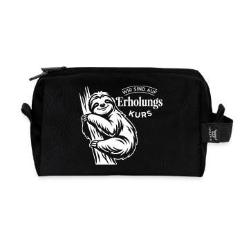 Wir sind auf Erholungskurs – Faultier Relax Design - Recycelte Kulturtasche - Schwarz - Vorne