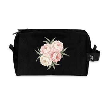 Pfingstrosen Bouquet in Rosa - Recycelte Kulturtasche - Schwarz - Vorne