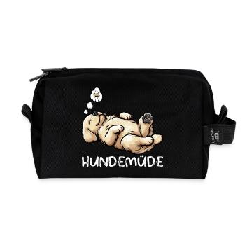 Hundemüde Golden Retriever Goldie Goldiebesitzer - Recycelte Kulturtasche - Schwarz - Vorne