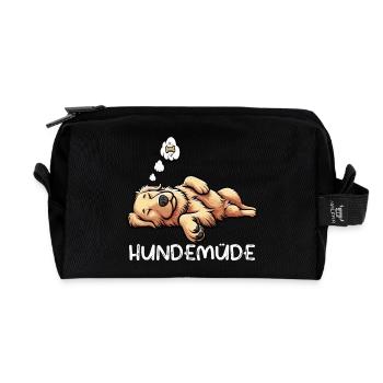 Hundemüde Golden Retriever Goldie Goldiebesitzer - Recycelte Kulturtasche - Schwarz - Vorne