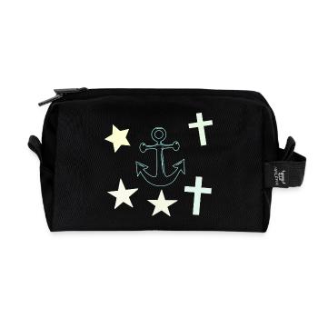 Chalk Nautik: Anker Sterne - Recycelte Kulturtasche - Schwarz - Vorne