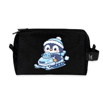 Penguin Snow Sled Magic - Recycled Toiletry Zip Bag - black - Front