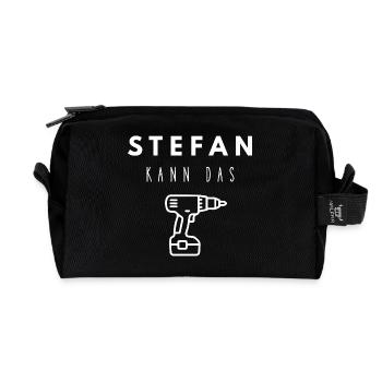 Stefan Name Handwerker Werkzeug Akkuschrauber - Recycelte Kulturtasche - Schwarz - Vorne