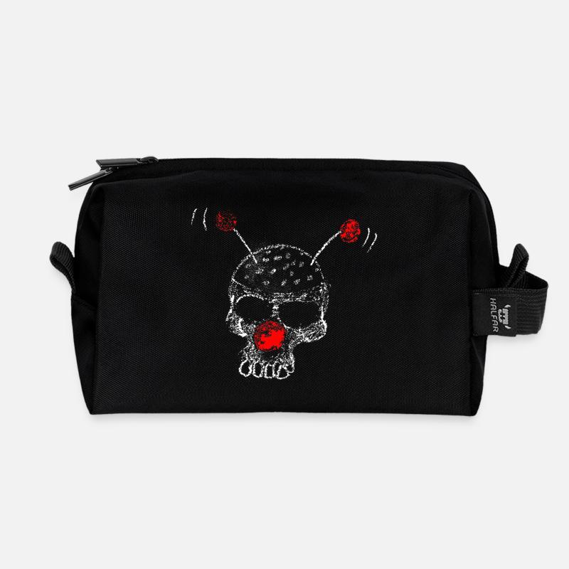 Clown Skull - Recycled Toiletry Zip Bag - black