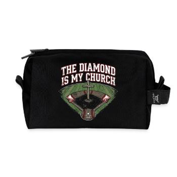 The Diamond Is My Church Christian Baseball - Recycled Toiletry Zip Bag - black - Front