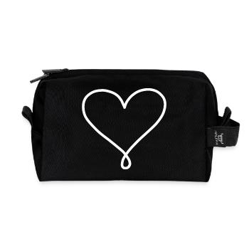 Cœur avec contour blanc pour les vêtements sombres - Trousse de toilette en tissu recyclé - noir - Devant
