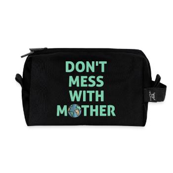 Don't mess with mother! - Recycled Toiletry Zip Bag - black - Front