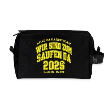 Malle 2026 Wir sind zum Saufen da Mallorca 2026 - Recycelte Kulturtasche - Schwarz - Vorne