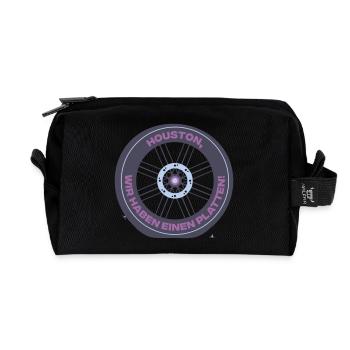 Blague sur la plaque de pneu de vélo à Houston - Trousse de toilette en tissu recyclé - noir - Devant