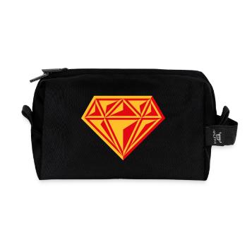 Diamant (Edelstein / Brillant / Symbol / Red / 2C) - Recycelte Kulturtasche - Schwarz - Vorne