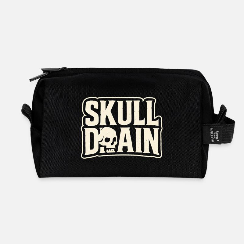 Skull Drain Vintage Style - Recycled Toiletry Zip Bag - black