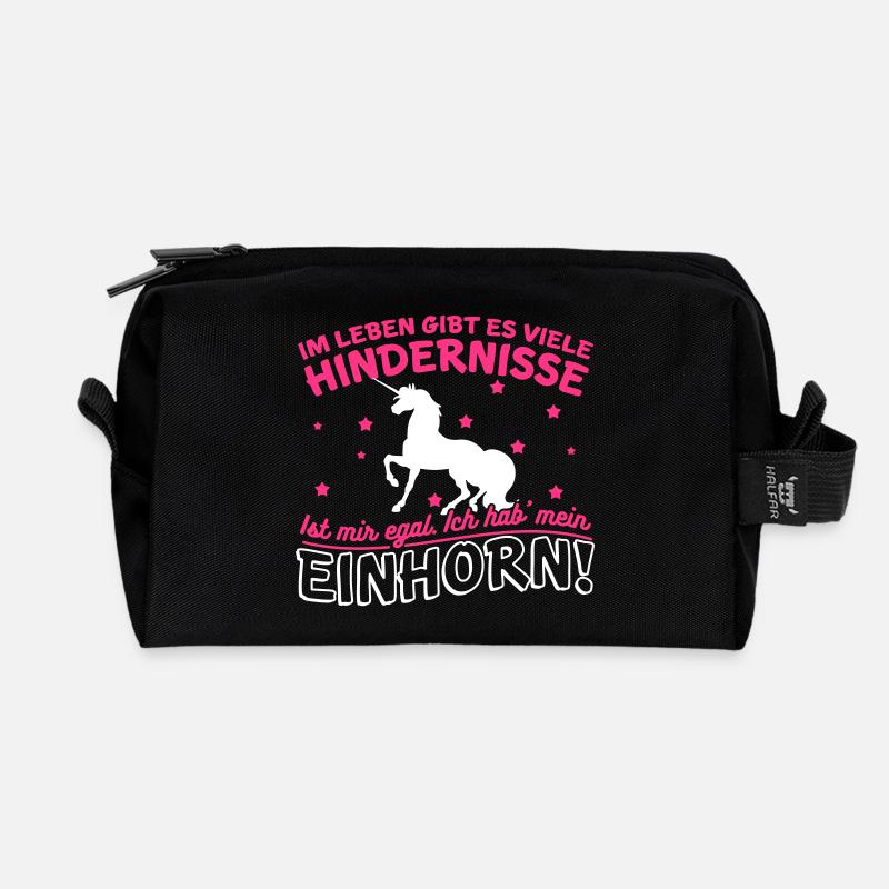 Hindernisse sind egal! Hab mein Einhorn Geschenk - Recycelte Kulturtasche - Schwarz
