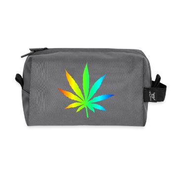 Marihuana-Blatt-Regenbogen - Recycelte Kulturtasche - Anthrazit - Vorne