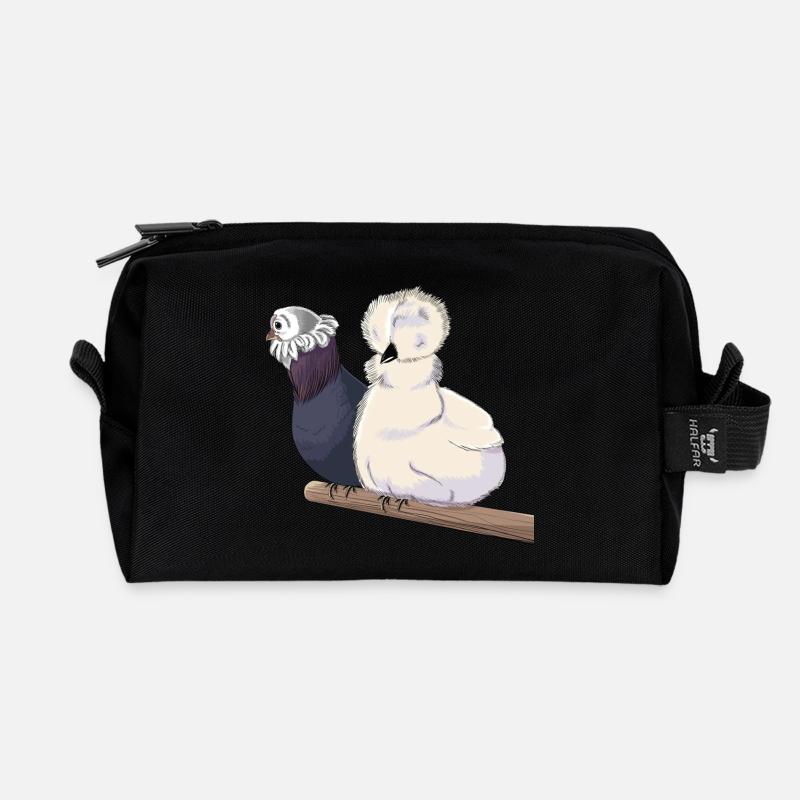 Chickens on the perch - Recycled Toiletry Zip Bag - black