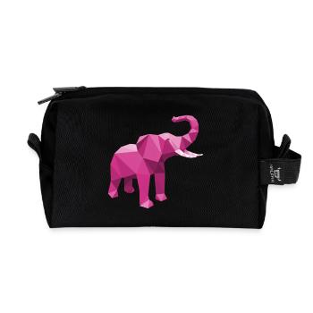 Rose éléphant avec effet LowPoly élégant - Trousse de toilette en tissu recyclé - noir - Devant